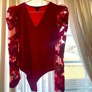 Express red lace bodysuit